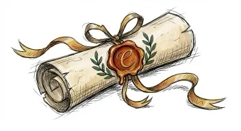 Hand-drawn sealed certificate with a wax stamp, representing compliance proof